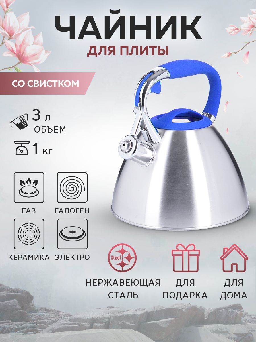 28973 Чайник 3 л нерж/сталь со свистком MB (х12) 