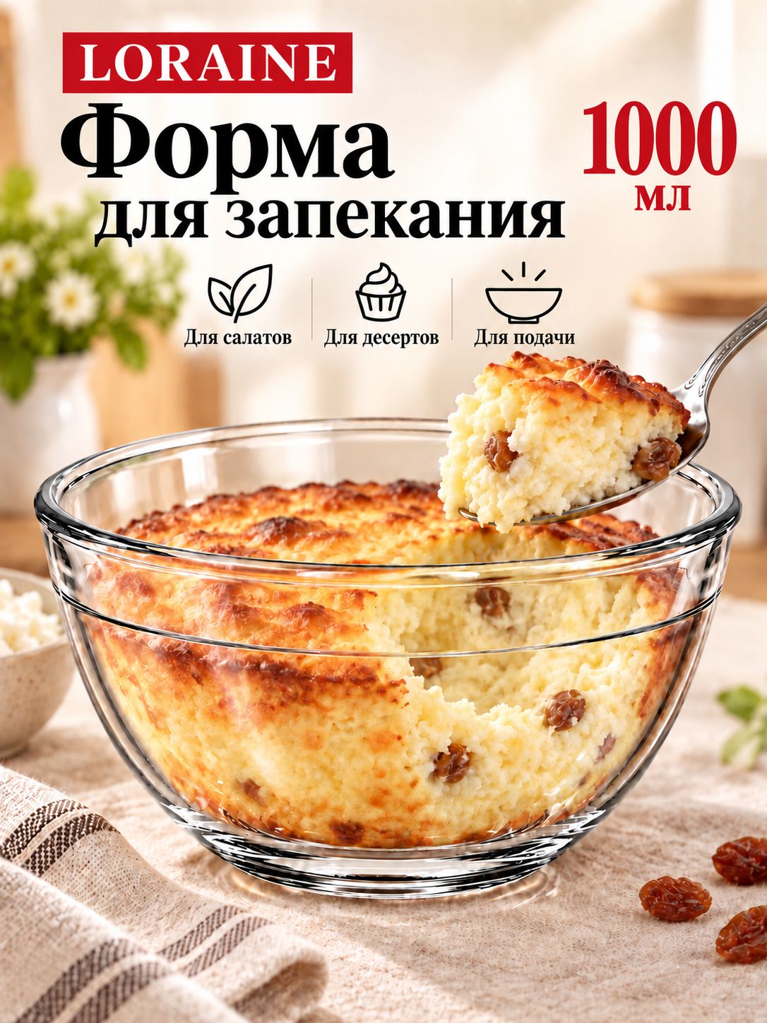31056 Миска для салата 1л стекло LR (х18) 