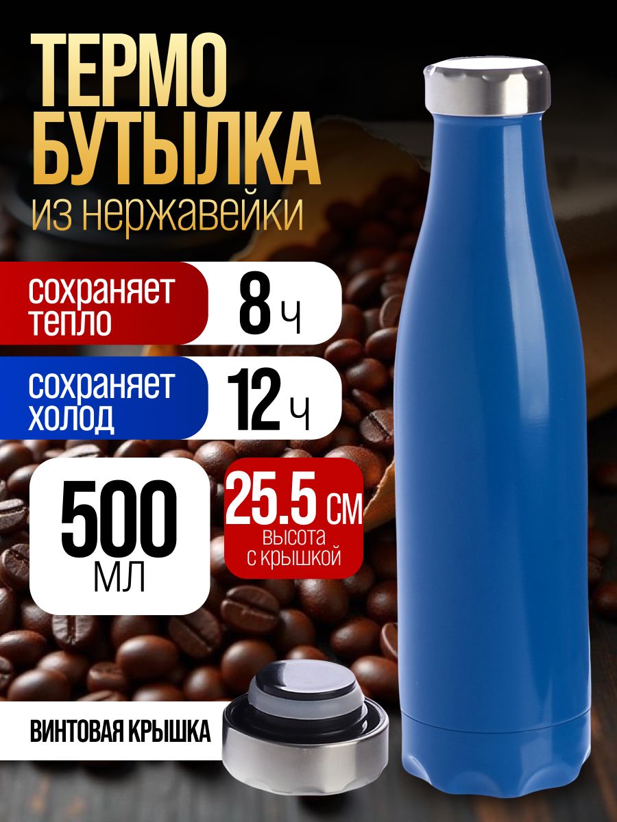 77010-3 Термобутылка 500мл. Soft синяя (х20)  77010-3 Термобутылка
