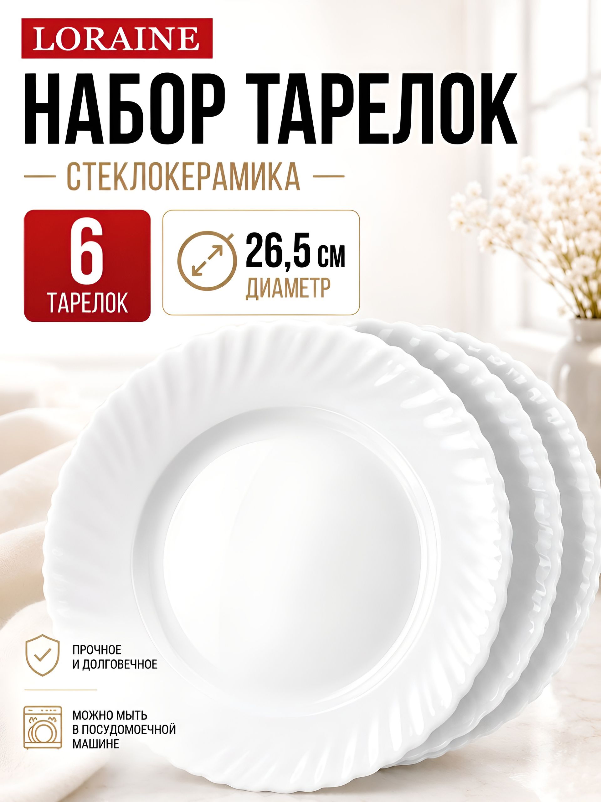 90112-265 Набор тарелок 6пр 265мм 27х27х6 LR (х6) 